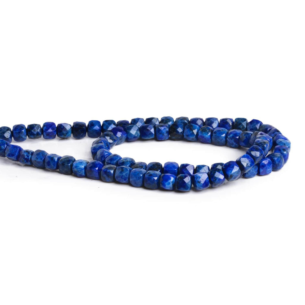 4mm Lapis Lazuli Microfaceted Cubes 12 inch 75 beads - The Bead Traders