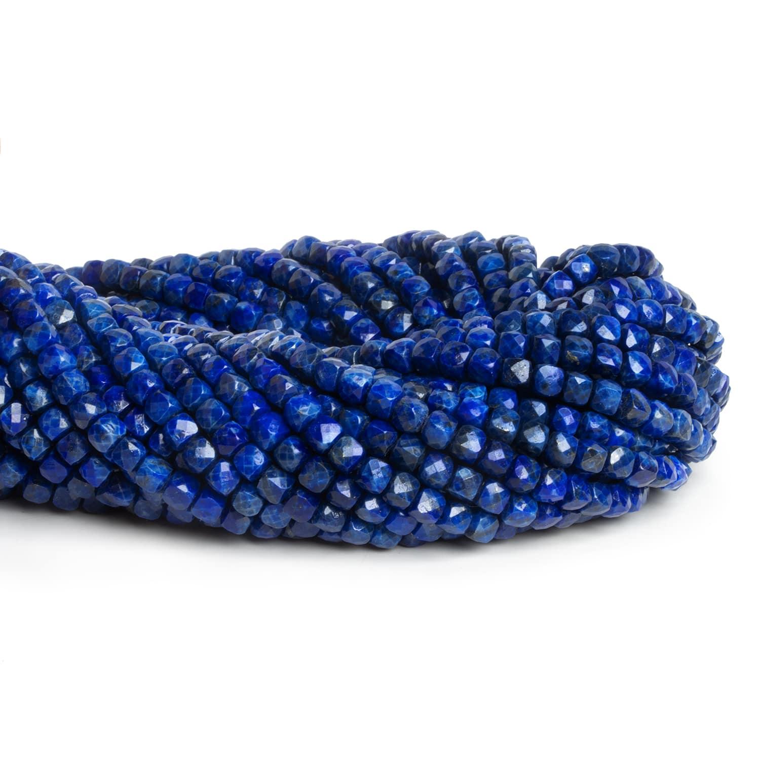 4mm Lapis Lazuli Microfaceted Cubes 12 inch 75 beads - The Bead Traders