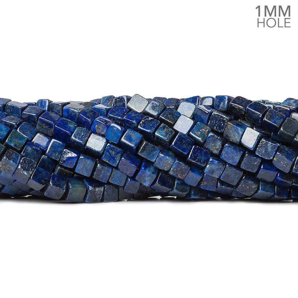 4mm Lapis Lazuli plain cubes 15.5 inch 93 beads - The Bead Traders