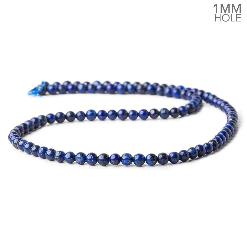 4mm Lapis Lazuli plain round beads 15 inches 49 pieces - The Bead Traders