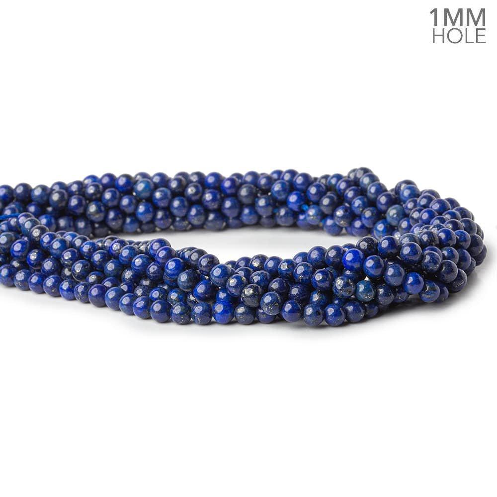 4mm Lapis Lazuli plain round beads 15 inches 49 pieces - The Bead Traders