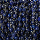 4mm Lapis Lazuli plain round Black Gold plated Chain by the foot 31 beads - The Bead Traders
