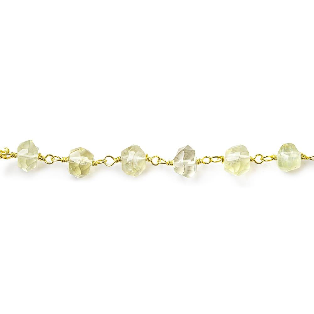 4mm Lemon Quartz Gold Chain by the foot - The Bead Traders