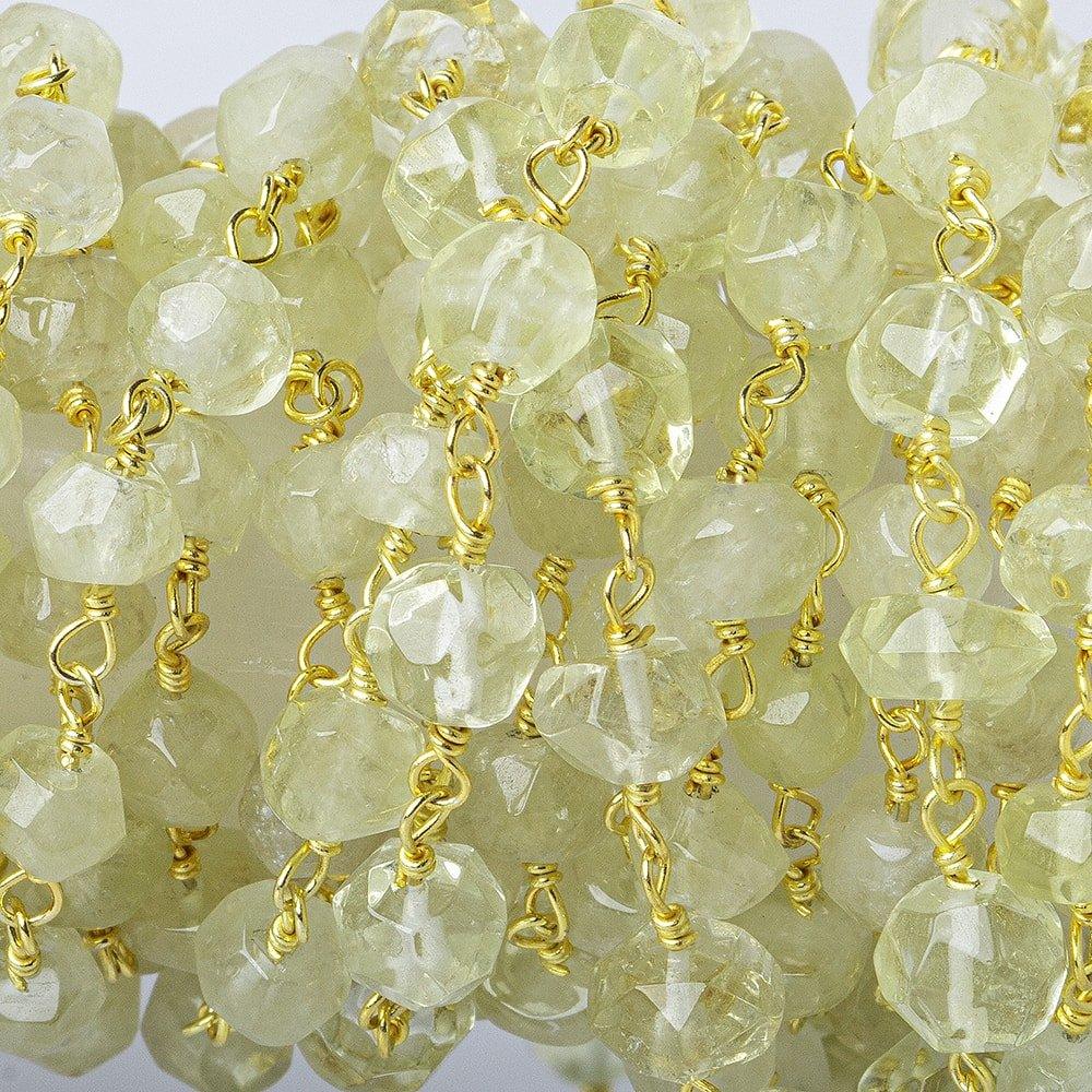 4mm Lemon Quartz Gold Chain by the foot - The Bead Traders