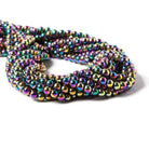 4mm Mardi Gras Aurora Borealis Hematite plain round Beads 15 inch 94 pcs - The Bead Traders