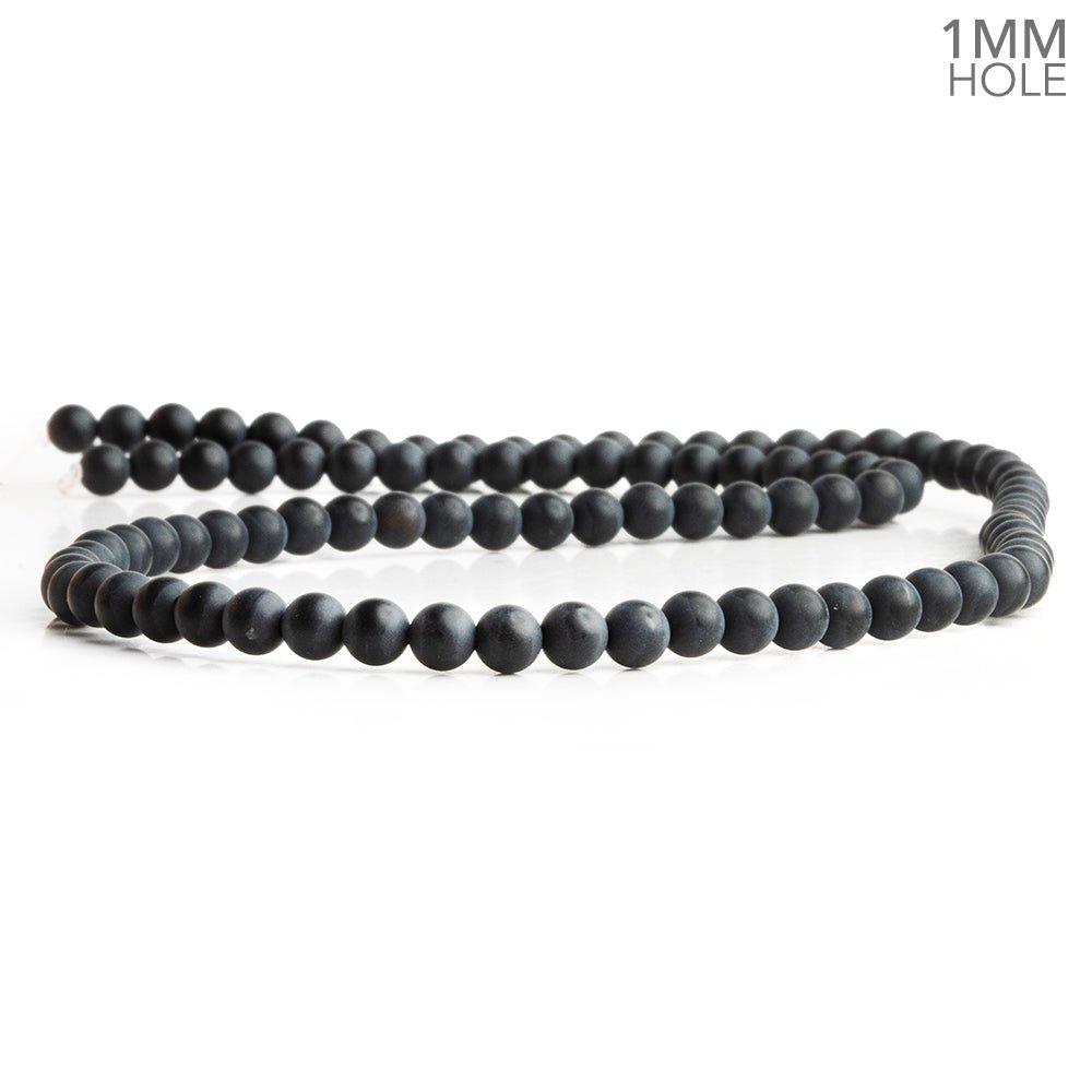 4mm Matte Black Onyx Plain Round Beads 15 inch 95 pieces - The Bead Traders