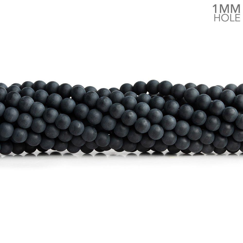 4mm Matte Black Onyx Plain Round Beads 15 inch 95 pieces - The Bead Traders