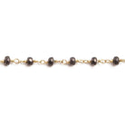 4mm Matte Brown plated Hematite rondelle Gold plated Chain by the foot 38pcs - The Bead Traders