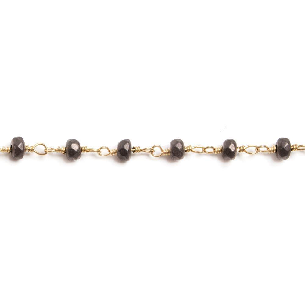 4mm Matte Brown plated Hematite rondelle Gold plated Chain by the foot 38pcs - The Bead Traders