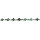 4mm Matte Emerald Rondelle Black Gold Chain 37 beads - The Bead Traders