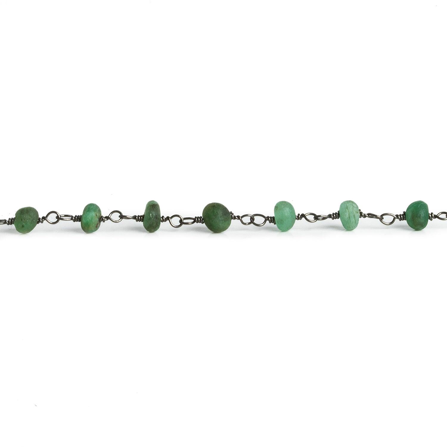 4mm Matte Emerald Rondelle Black Gold Chain 37 beads - The Bead Traders