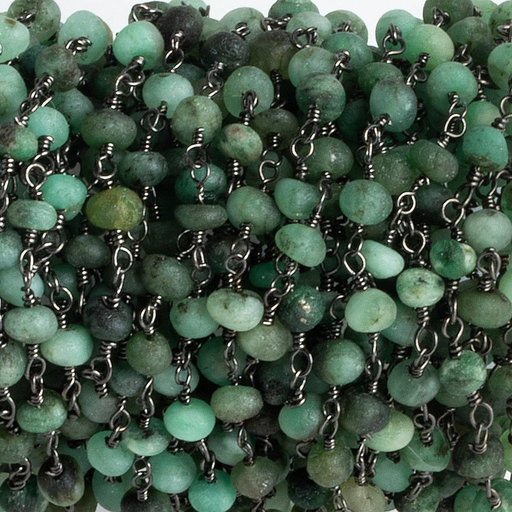 4mm Matte Emerald Rondelle Black Gold Chain 37 beads - The Bead Traders