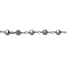 4mm Matte Hematite faceted hexagon Black Gold Chain by the foot 26 pieces - The Bead Traders