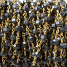4mm Matte Hematite faceted hexagon Gold Chain by the foot 26pcs - The Bead Traders