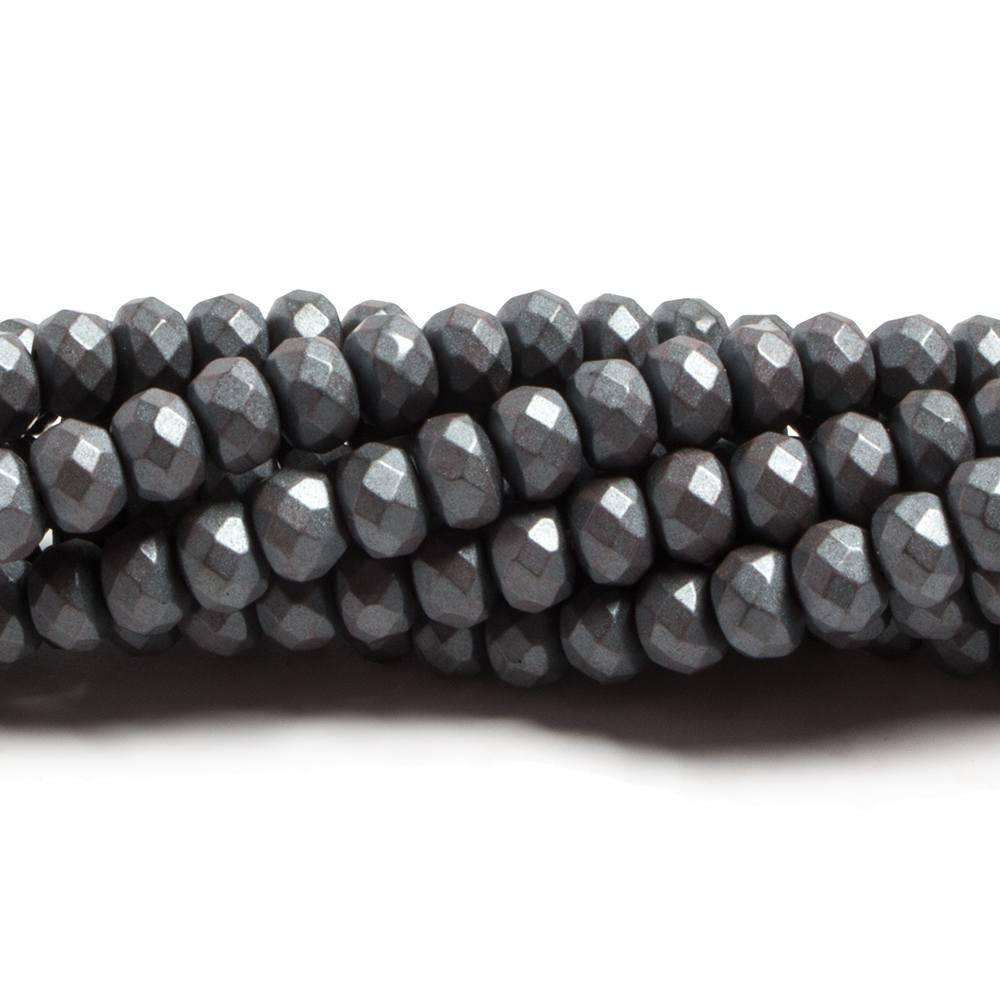 4mm Matte Hematite faceted rondelle beads 15 inch 130 pieces - The Bead Traders