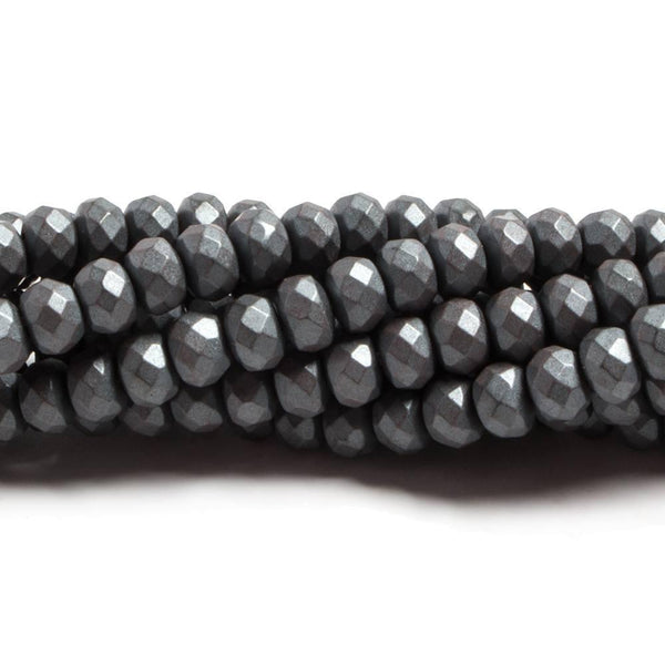 4mm Matte Hematite faceted rondelle beads 15 inch 130 pieces