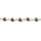 4mm Matte Hematite faceted rondelle Gold plated Chain by the foot 34 pcs - The Bead Traders