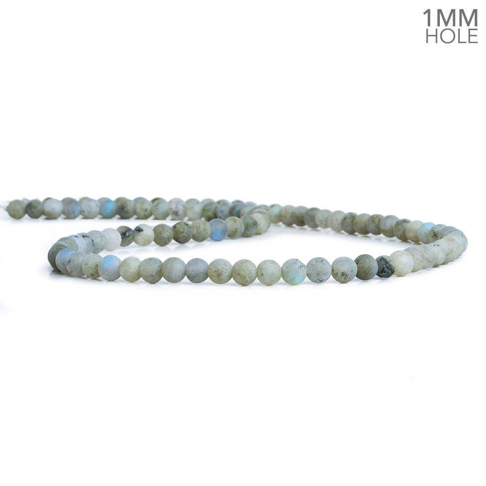 4mm Matte Pale Labradorite Plain Rounds 15 inch 85 beads - The Bead Traders