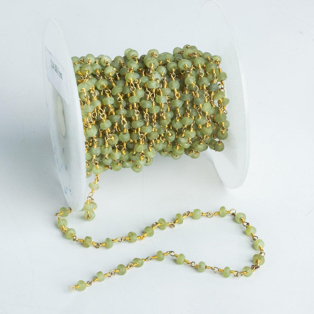 4mm Matte Peridot Gold Chain - Lot of 15 Feet - The Bead Traders