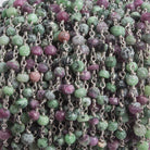 4mm Matte Ruby in Zoisite rondelle Black Gold plated Chain by the foot 34 pcs - The Bead Traders