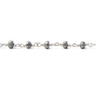 4mm Matte Silver Hematite faceted rondelle Silver plated Chain by the foot 33pcs - The Bead Traders