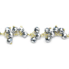 4mm Metallic Silver Crystal rondelle Gold Dangling Chain by the foot 95 beads - The Bead Traders