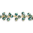4mm Metallic Teal Crystal rondelle Gold Dangling Chain by the foot 95 beads - The Bead Traders