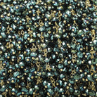4mm Metallic Teal Crystal rondelle Gold Dangling Chain by the foot 95 beads - The Bead Traders