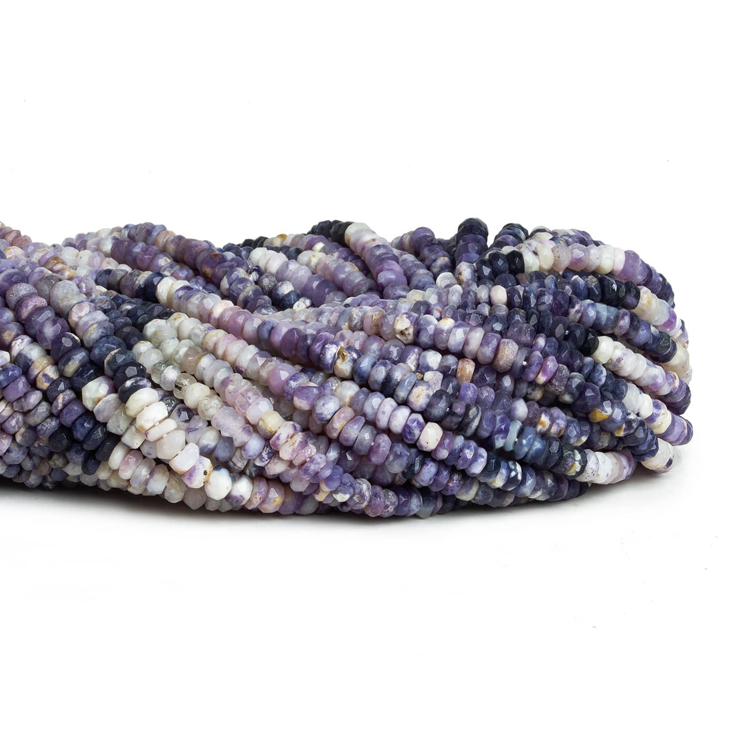 4mm Morado Purple Opal Faceted Rondelles 12 inch 130 beads - The Bead Traders