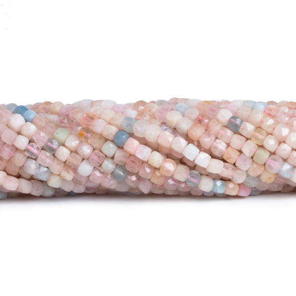 4mm Morganite Microfaceted Cubes 12 inch 75 beads