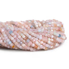 4mm Morganite Microfaceted Cubes 12 inch 75 beads - The Bead Traders