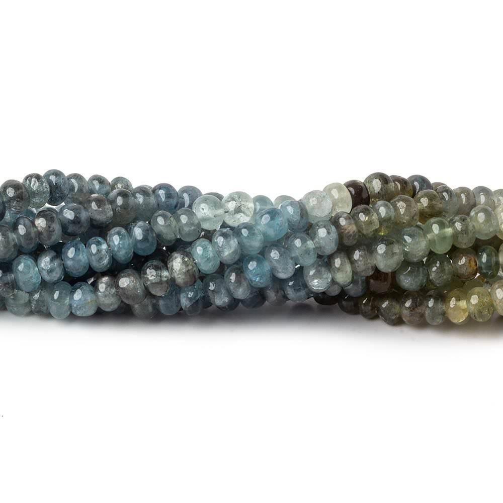 4mm Moss Aquamarine plain rondelle beads 14 inch 125 pieces - The Bead Traders