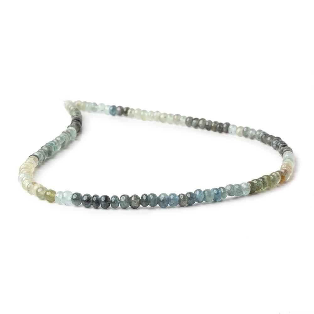 4mm Moss Aquamarine plain rondelle beads 14 inch 125 pieces - The Bead Traders