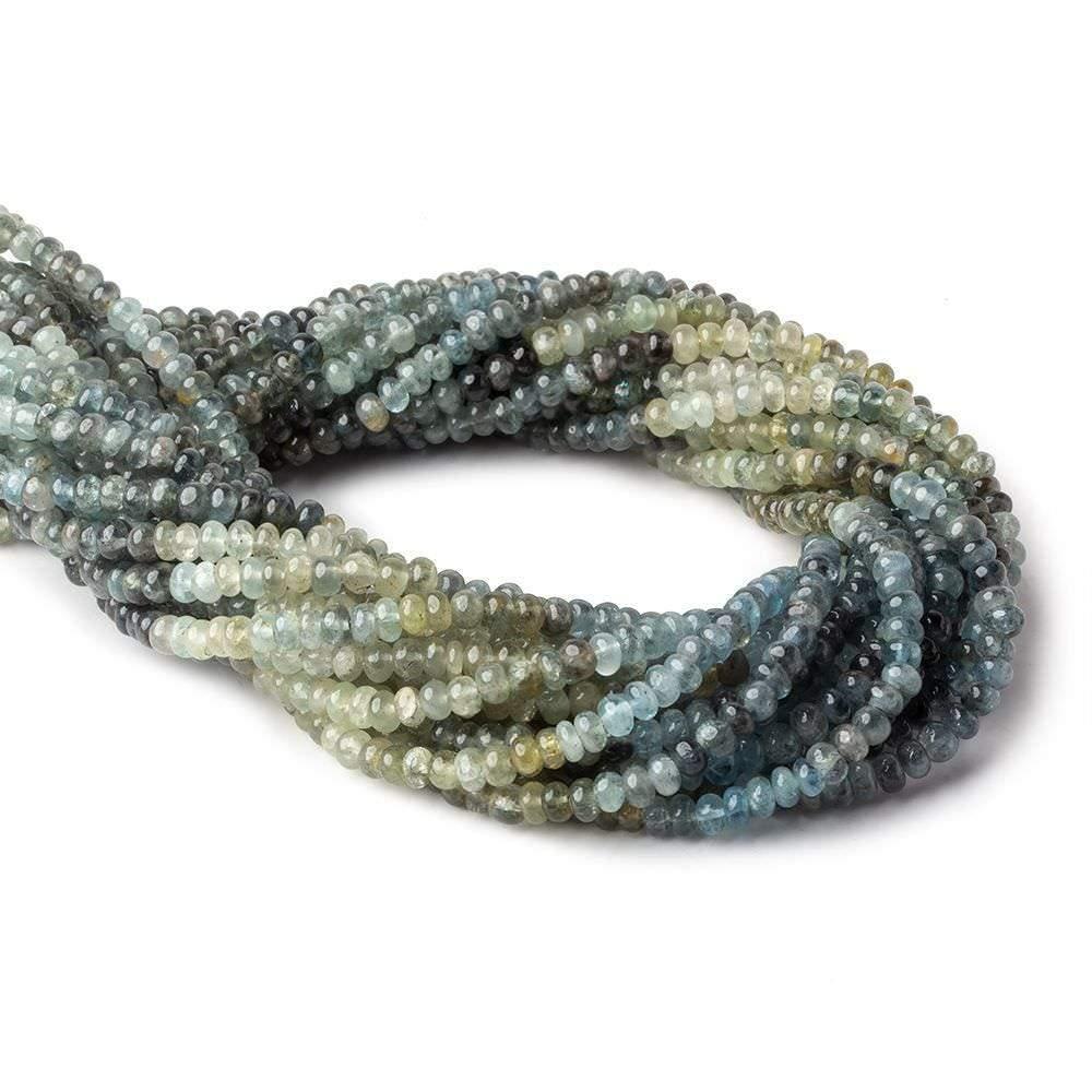 4mm Moss Aquamarine plain rondelle beads 14 inch 125 pieces - The Bead Traders