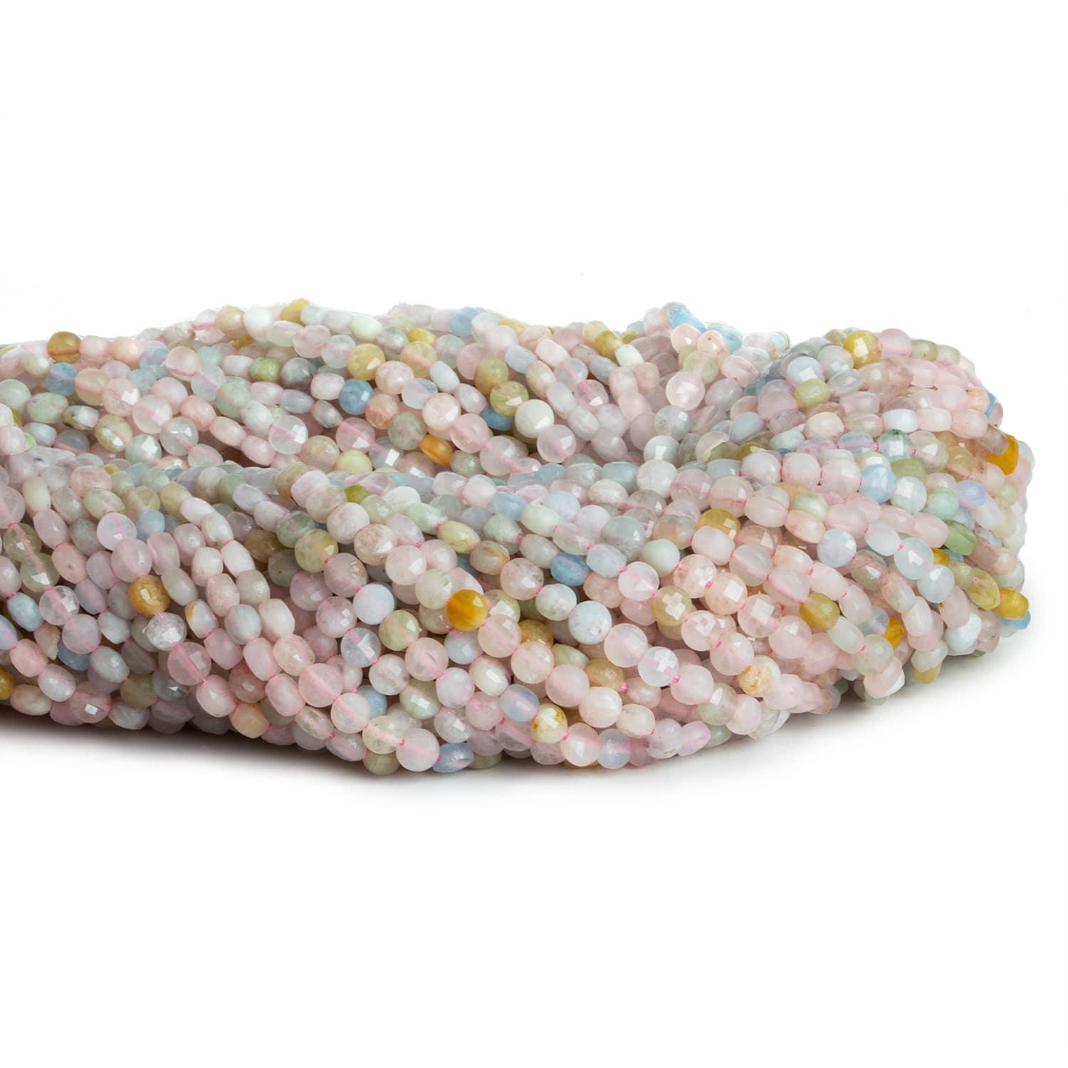 4mm Multi Beryl Checkerboard Microfaceted Coins 12 inch 80 pieces - The Bead Traders