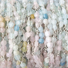 4mm Multi Color Beryl faceted coin Trio Silver Chain 54 pieces - The Bead Traders