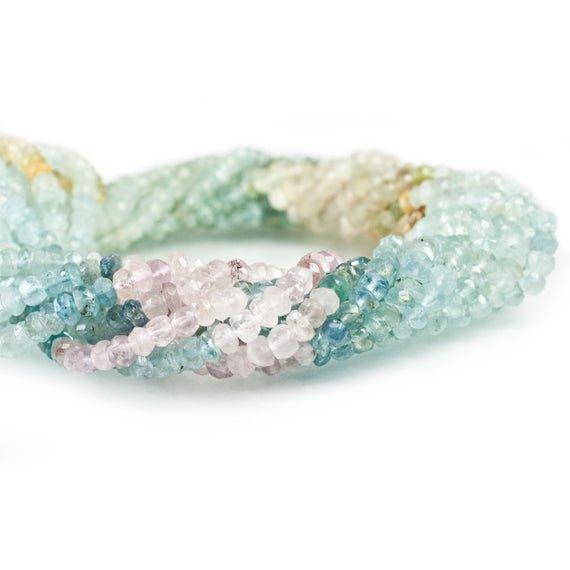 4mm Multi Color Beryl Faceted Rondelle Beads 14 inch 132 pieces - The Bead Traders