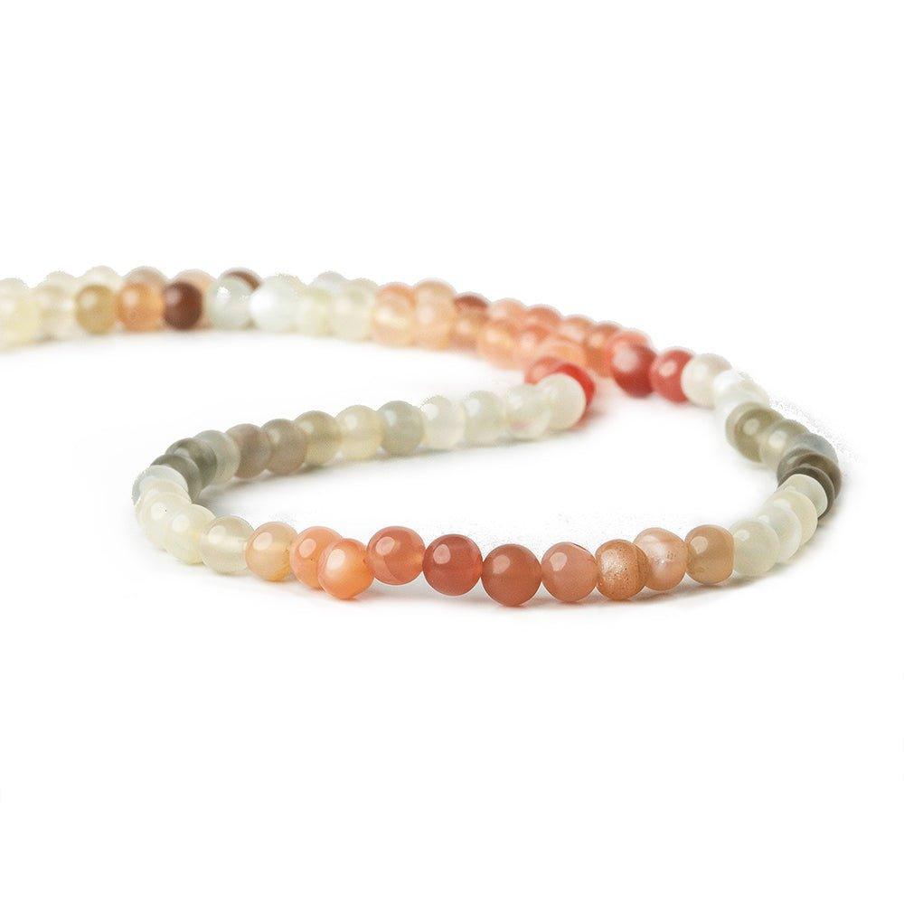 4mm Multi-color Moonstone plain rounds 13 inch 93 beads - The Bead Traders