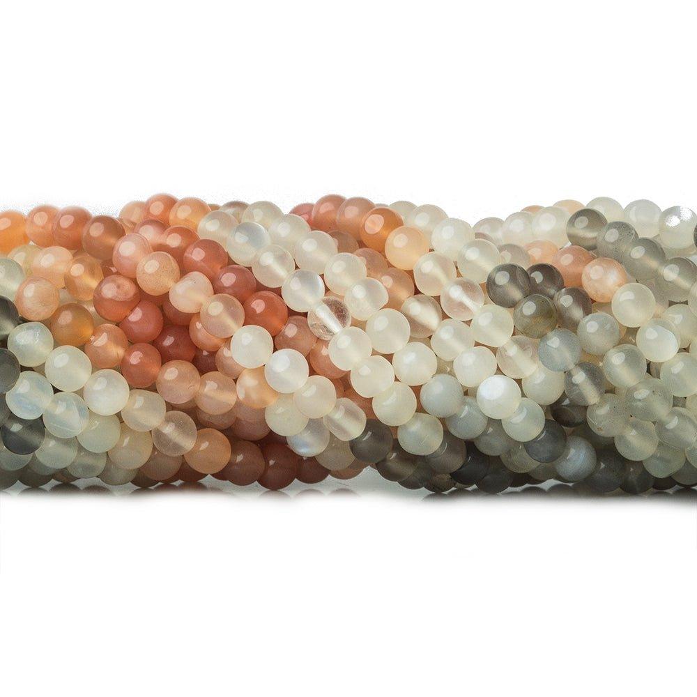 4mm Multi-color Moonstone plain rounds 13 inch 93 beads - The Bead Traders