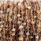 4mm Multi Color Spinel faceted Heishi Gold Chain by the foot 38 beads - The Bead Traders