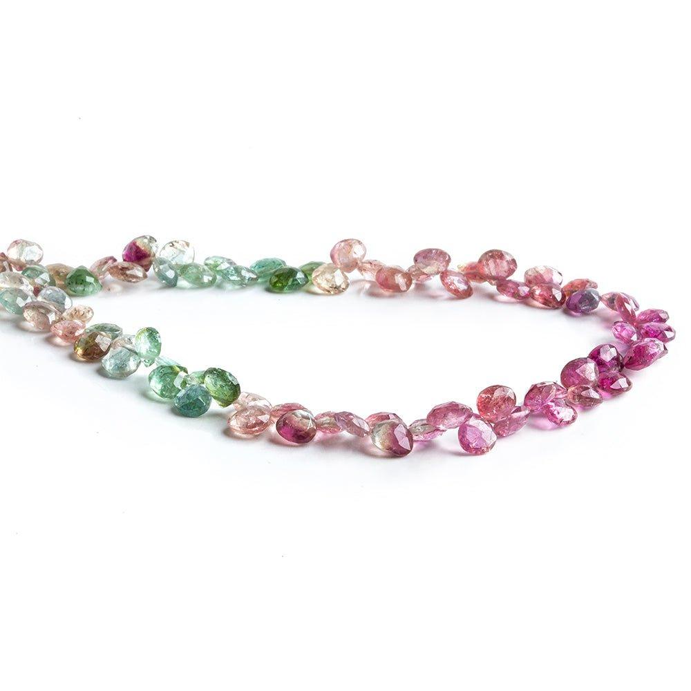 4mm Multi Color Tourmaline Faceted Heart Beads 8 inch 73 pieces - The Bead Traders