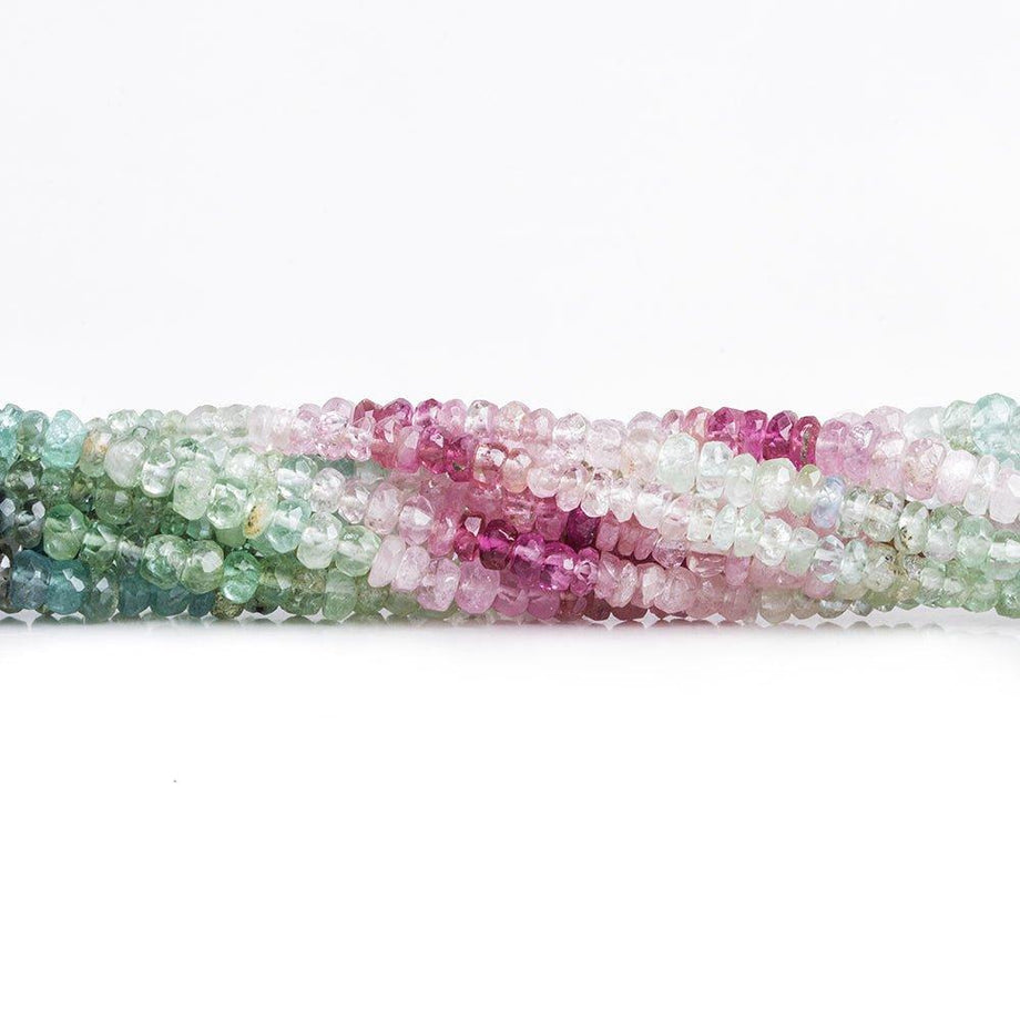 Buy 4mm Multi Color Tourmaline native faceted rondelles 14 inch