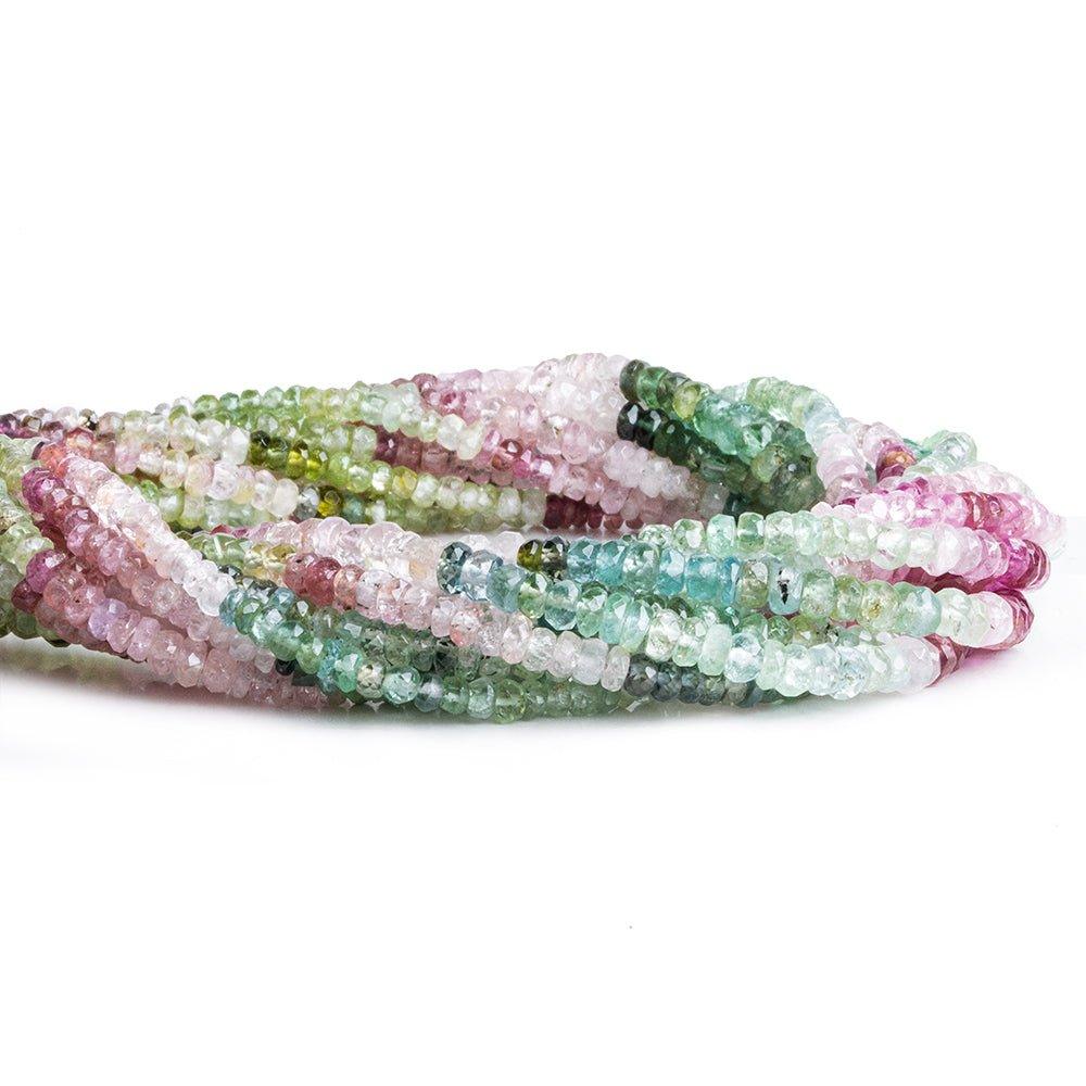 4mm Multi Color Tourmaline Faceted Rondelle Beads 14 inch 160 pieces - The Bead Traders