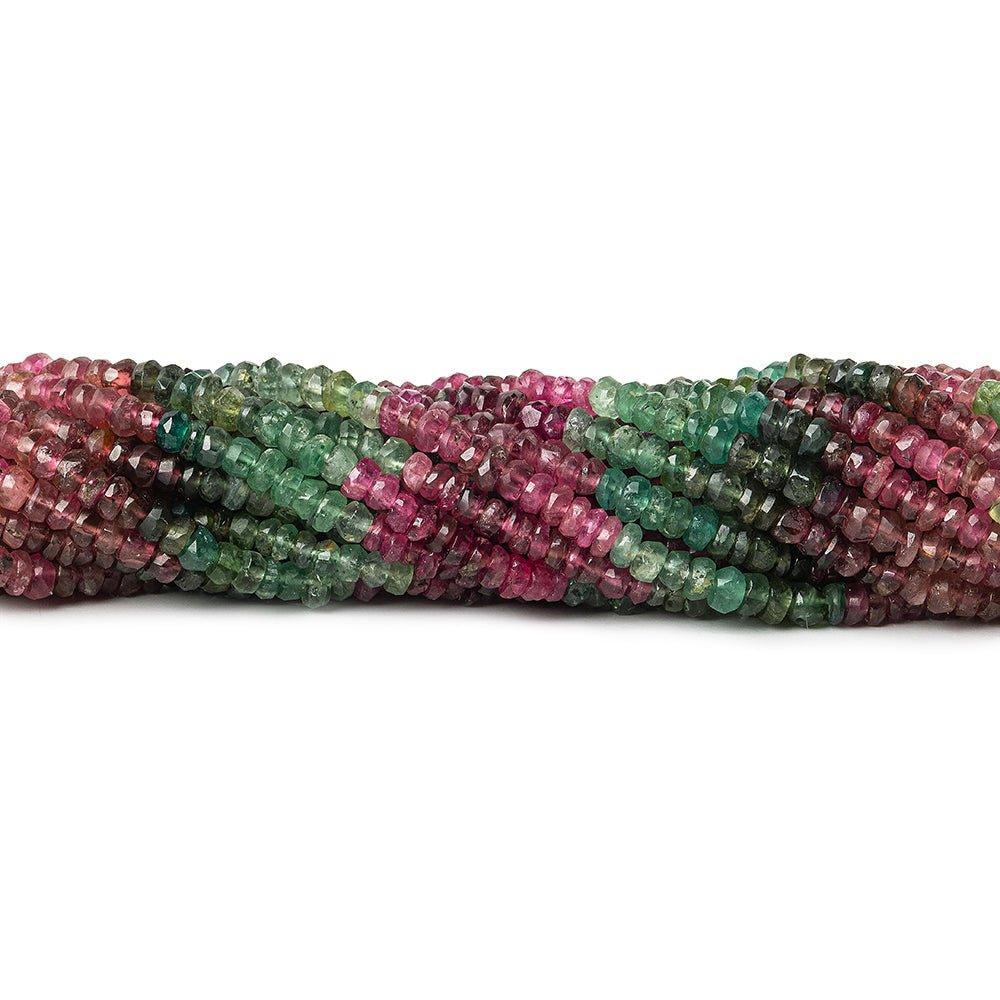 4mm Multi Color Tourmaline native faceted rondelles 14 inch 160 beads 4mm average - The Bead Traders