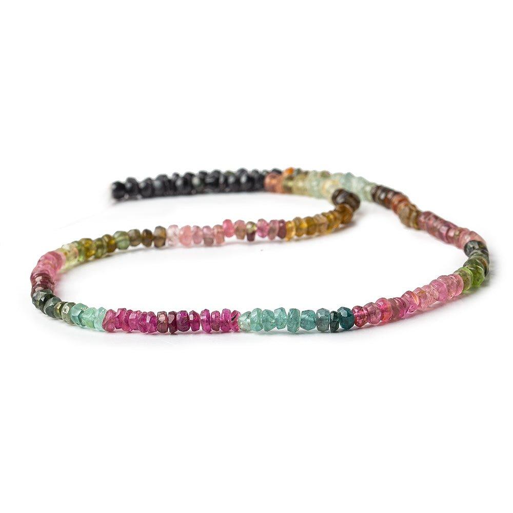 4mm Multi Color Tourmaline native faceted rondelles 14 inch 160 beads 4mm average - The Bead Traders