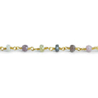 4mm Multi Sapphire Rondelle Gold Chain 33 pieces - The Bead Traders