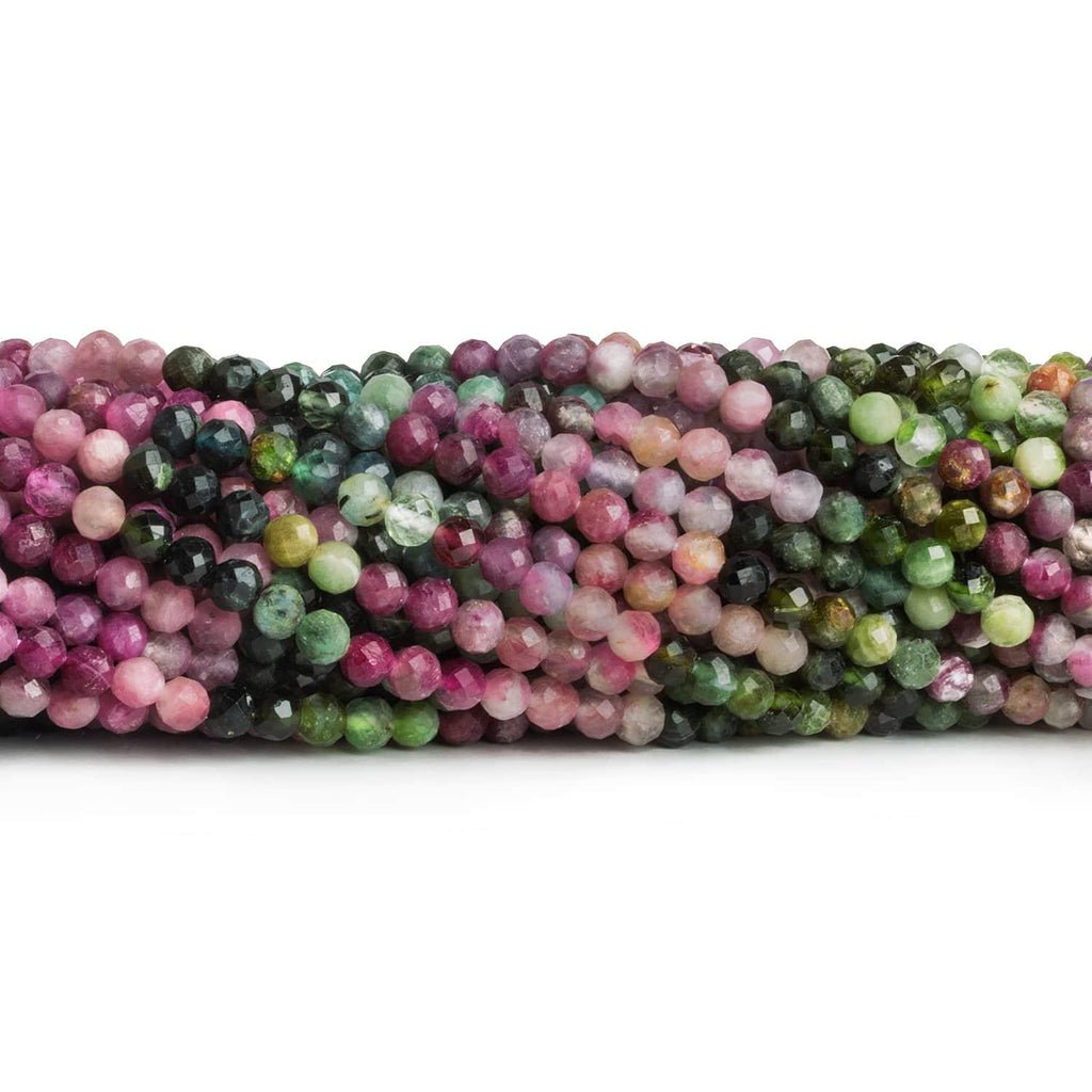 4mm Multicolor Tourmaline Microfaceted Round Beads 12 inch 85 pieces - The Bead Traders
