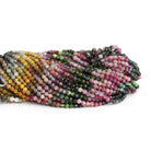 4mm Multicolor Tourmaline Microfaceted Round Beads 12 inch 85 pieces - The Bead Traders