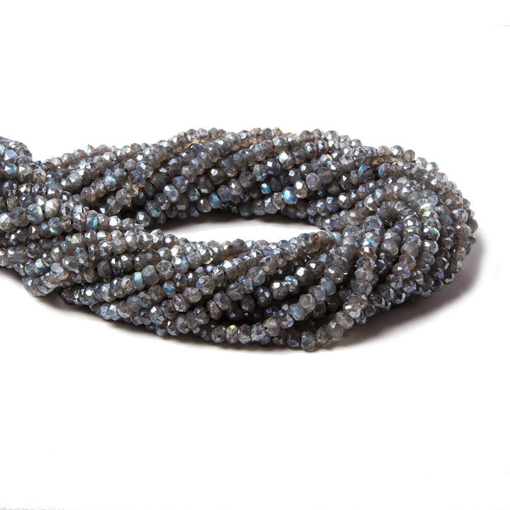 4mm Mystic Labradorite faceted rondelle beads 13 inch 140 pieces - The Bead Traders