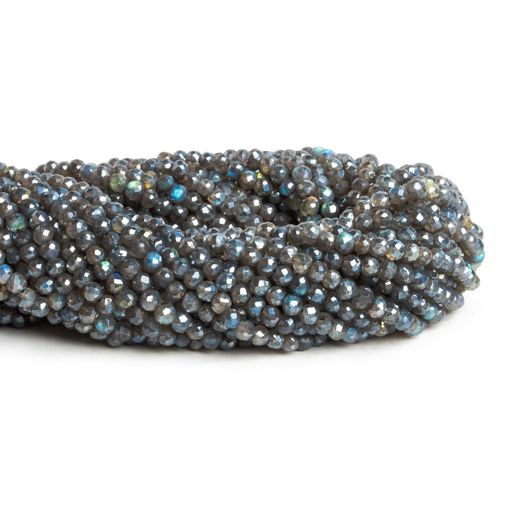 4mm Mystic Labradorite Faceted Rounds 12 inch 90 beads - The Bead Traders